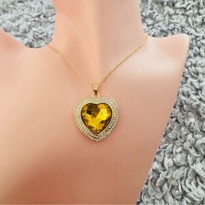 14K Gold Plated Heart Pendant with 18” Necklace. New